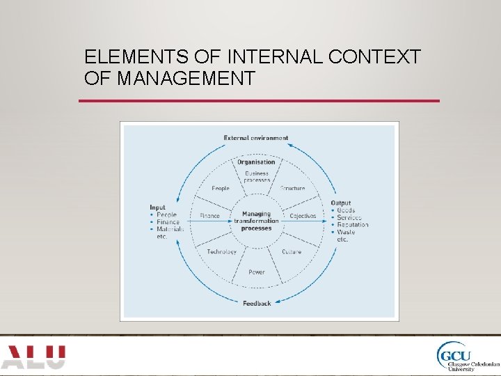 ELEMENTS OF INTERNAL CONTEXT OF MANAGEMENT 