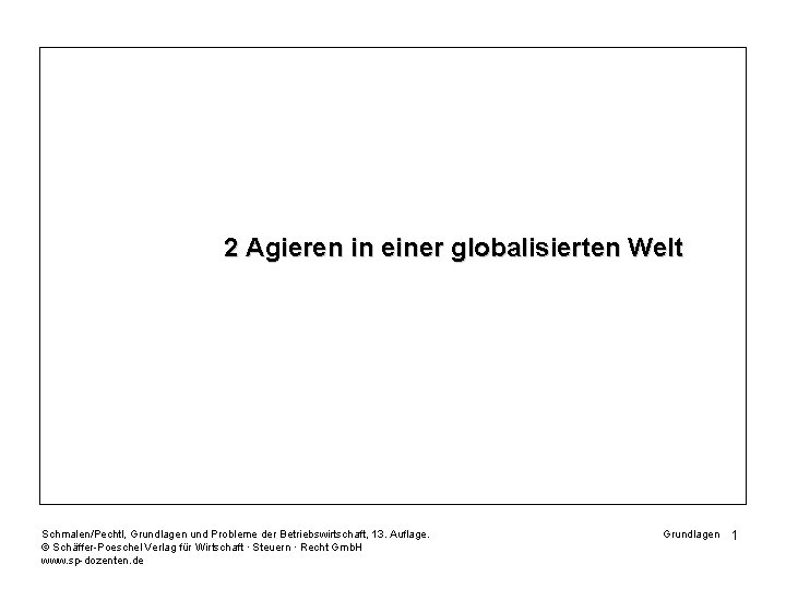2 Agieren in einer globalisierten Welt Schmalen/Pechtl, Grundlagen und Probleme der Betriebswirtschaft, 13. Auflage.