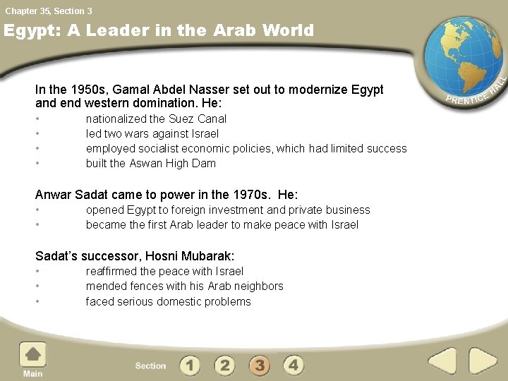 Chapter 35, Section 3 Egypt: A Leader in the Arab World In the 1950