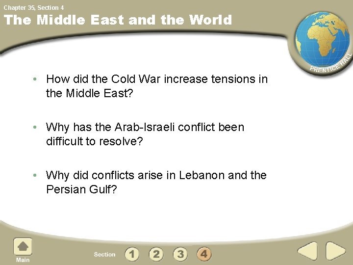 Chapter 35, Section 4 The Middle East and the World • How did the