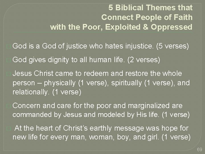 5 Biblical Themes that Connect People of Faith with the Poor, Exploited & Oppressed