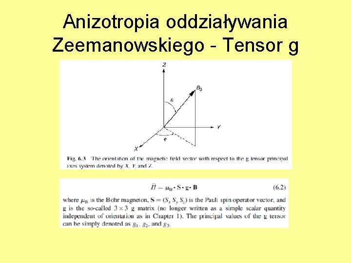Anizotropia oddziaływania Zeemanowskiego - Tensor g 