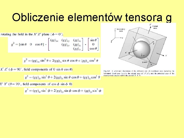 Obliczenie elementów tensora g 