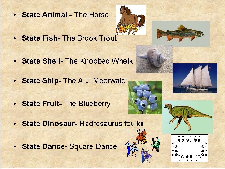  • State Animal - The Horse • State Fish- The Brook Trout •