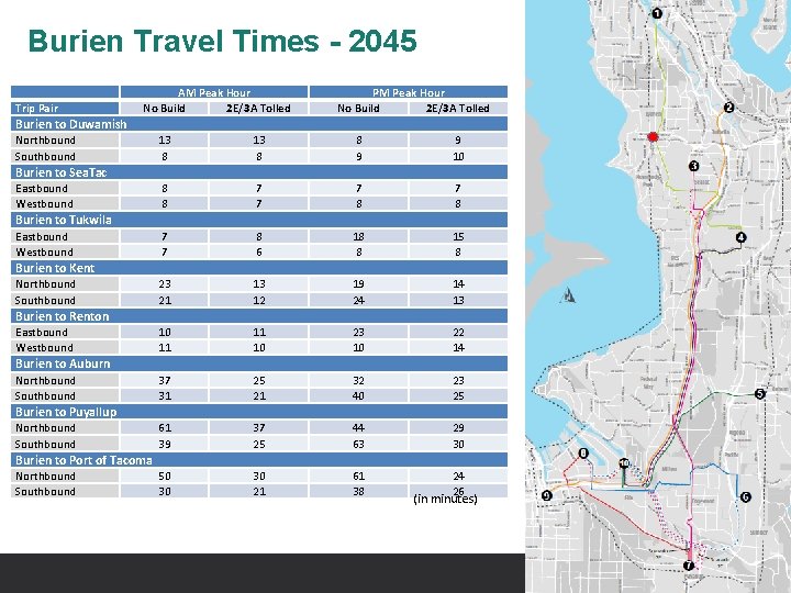 Burien Travel Times - 2045 Trip Pair AM Peak Hour No Build 2 E/3