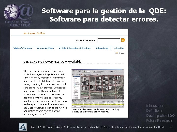 Software para la gestión de la QDE: Software para detectar errores. Introduction Definitions Dealing