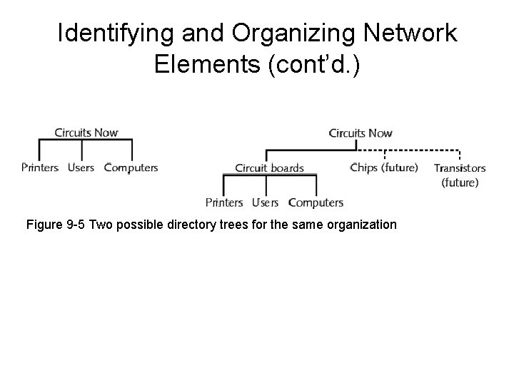 Identifying and Organizing Network Elements (cont’d. ) Figure 9 -5 Two possible directory trees