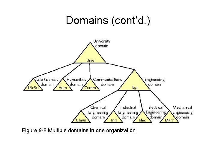 Domains (cont’d. ) Figure 9 -8 Multiple domains in one organization 