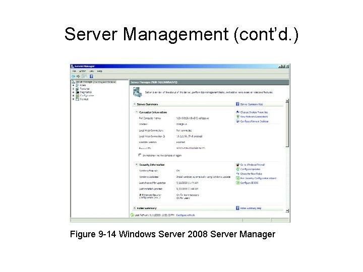 Server Management (cont’d. ) Figure 9 -14 Windows Server 2008 Server Manager 