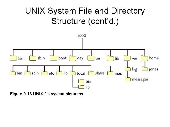 UNIX System File and Directory Structure (cont’d. ) Figure 9 -16 UNIX file system