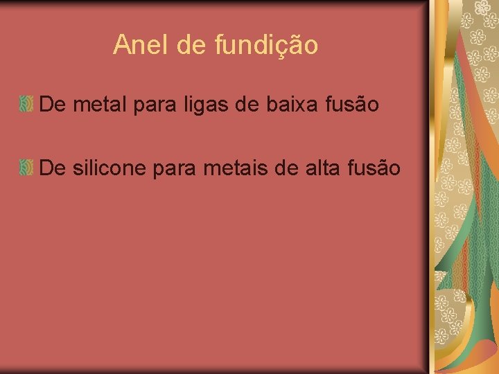 Anel de fundição De metal para ligas de baixa fusão De silicone para metais