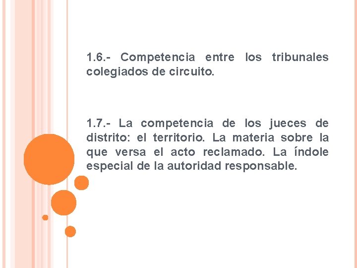 1. 6. - Competencia entre los tribunales colegiados de circuito. 1. 7. - La