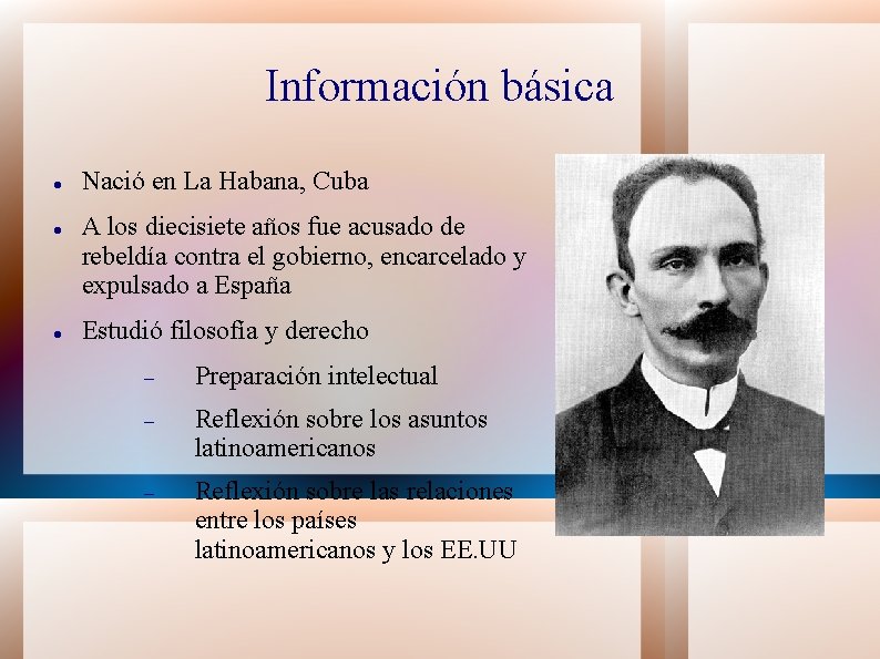 Información básica Nació en La Habana, Cuba A los diecisiete años fue acusado de