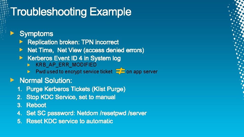KRB_AP_ERR_MODIFIED Pwd used to encrypt service ticket on app server KRB_AP_ERR_MODIFIED Pwd used to encrypt service ticket on app server