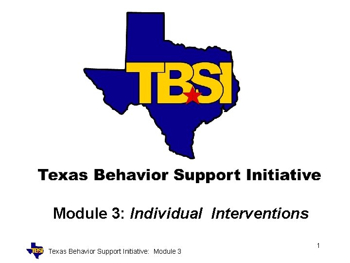 Module 3: Individual Interventions Texas Behavior Support Initiative: Module 3 1 