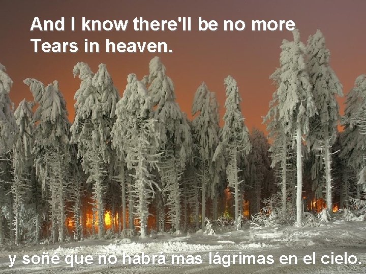 And I know there'll be no more Tears in heaven. y soñé que no