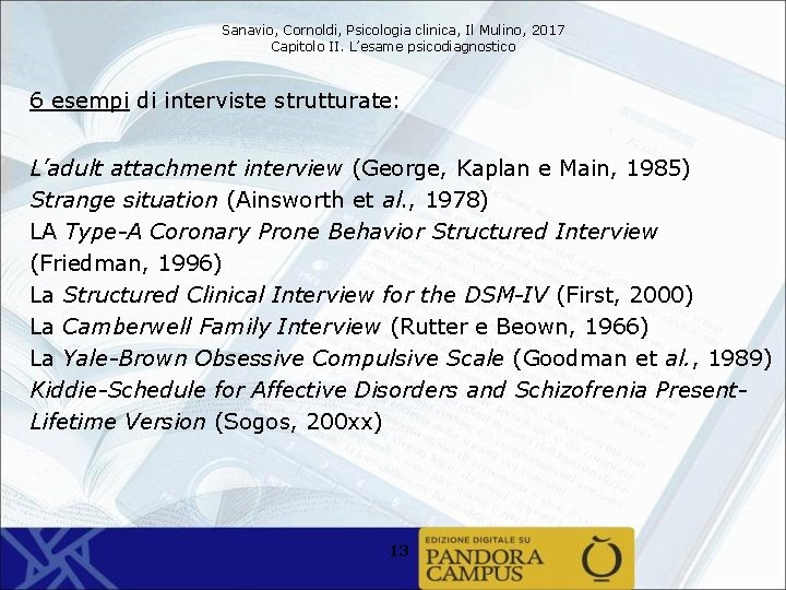 Sanavio, Cornoldi, Psicologia clinica, Il Mulino, 2017 Capitolo II. L’esame psicodiagnostico 6 esempi di