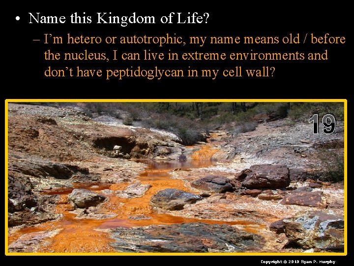  • Name this Kingdom of Life? – I’m hetero or autotrophic, my name