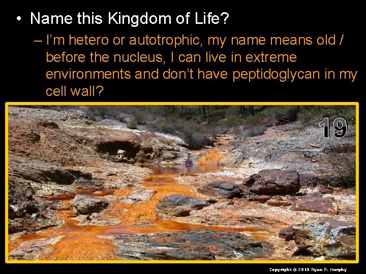  • Name this Kingdom of Life? – I’m hetero or autotrophic, my name