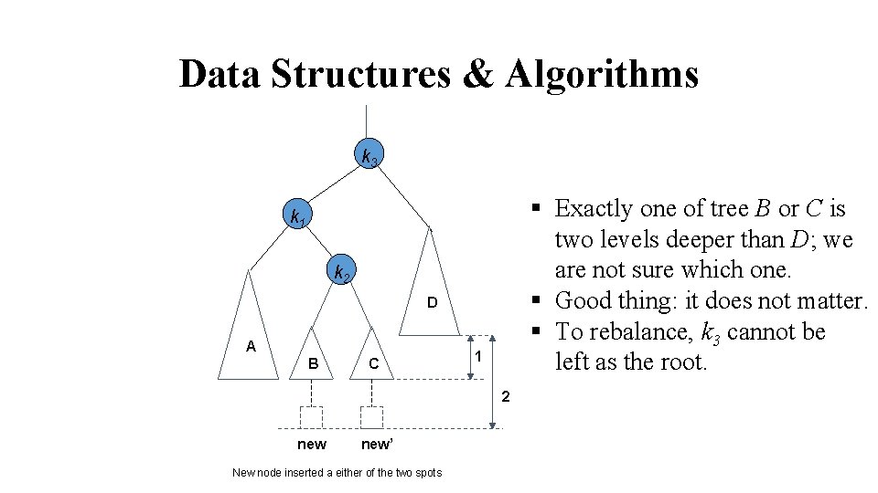 Data Structures & Algorithms k 3 § Exactly one of tree B or C