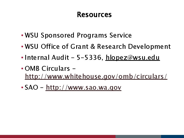 Resources • WSU Sponsored Programs Service • WSU Office of Grant & Research Development