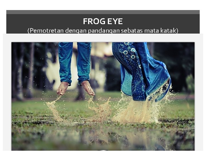 FROG EYE (Pemotretan dengan pandangan sebatas mata katak) 