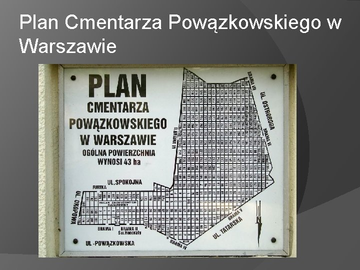 Plan Cmentarza Powązkowskiego w Warszawie 