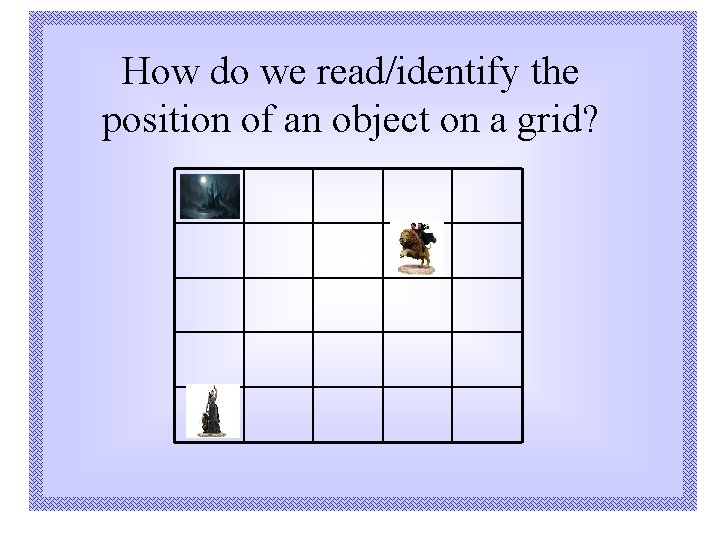 How do we read/identify the position of an object on a grid? 