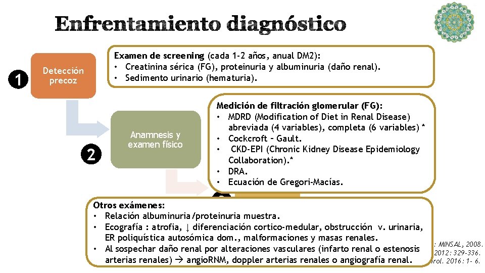 1 Examen de screening (cada 1 -2 años, anual DM 2): • Creatinina sérica