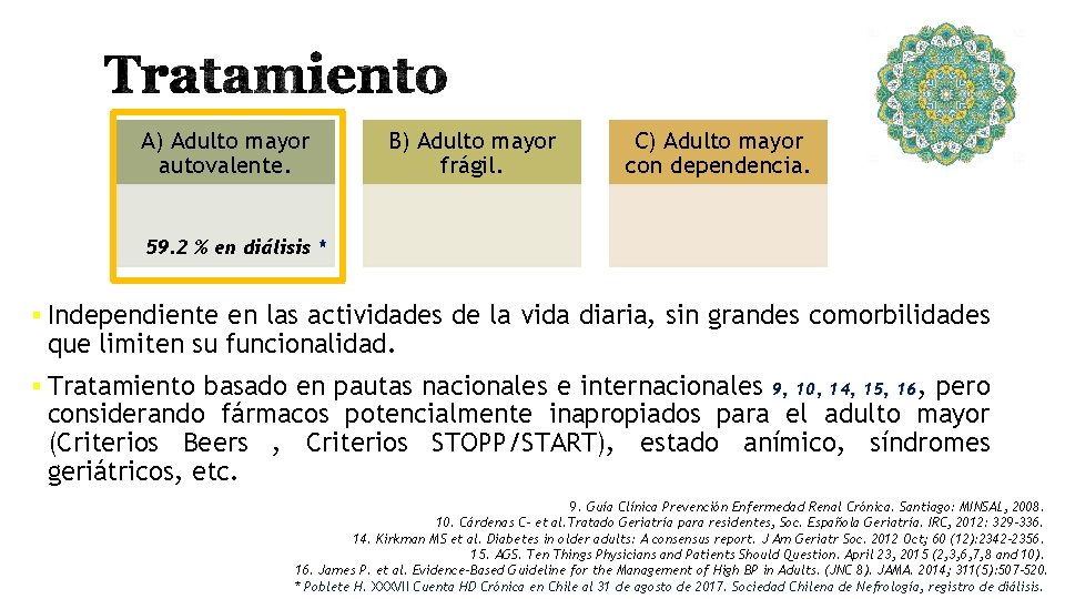A) Adulto mayor autovalente. B) Adulto mayor frágil. C) Adulto mayor con dependencia. 59.