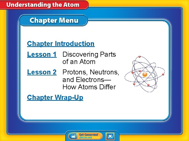 Chapter Introduction Lesson 1 Discovering Parts of an Atom Lesson 2 Protons, Neutrons, and