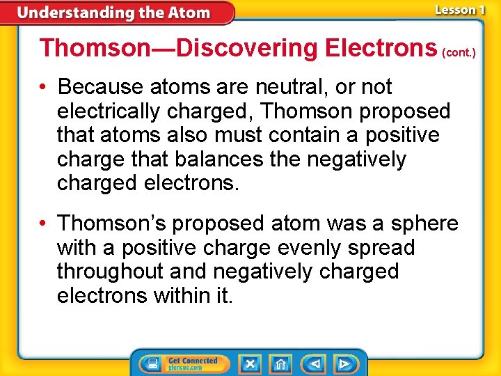 Thomson—Discovering Electrons (cont. ) • Because atoms are neutral, or not electrically charged, Thomson