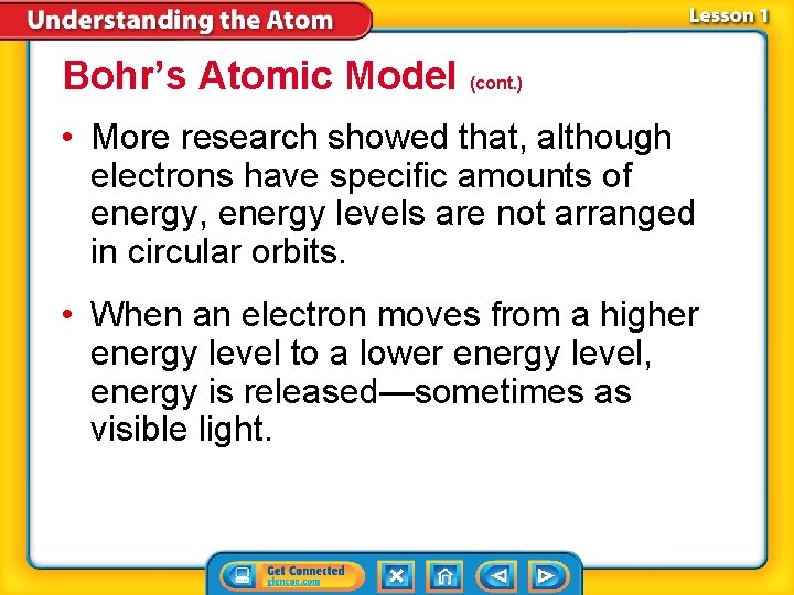 Bohr’s Atomic Model (cont. ) • More research showed that, although electrons have specific