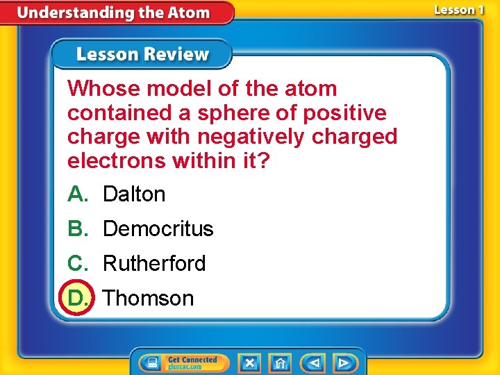 Whose model of the atom contained a sphere of positive charge with negatively charged