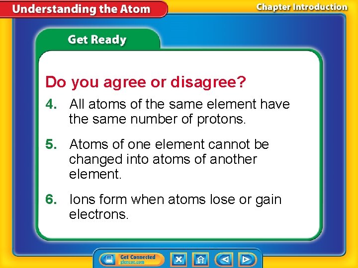 Do you agree or disagree? 4. All atoms of the same element have the