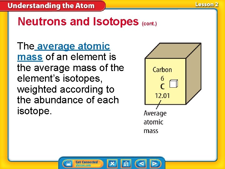 Neutrons and Isotopes (cont. ) The average atomic mass of an element is the