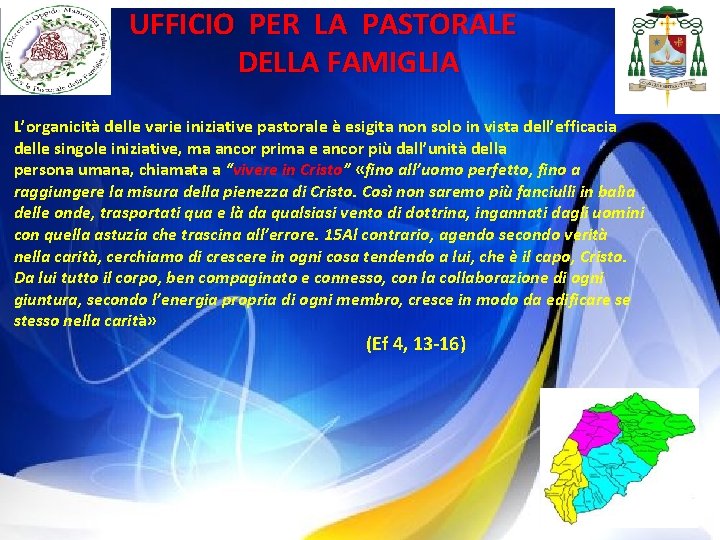 UFFICIO PER LA PASTORALE DELLA FAMIGLIA L’organicità delle varie iniziative pastorale è esigita non