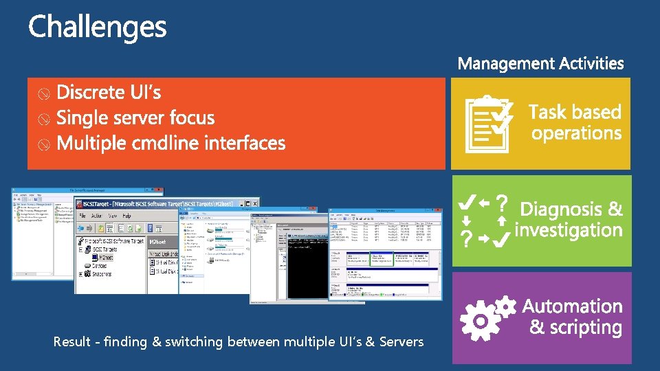 Result - finding & switching between multiple UI’s & Servers 