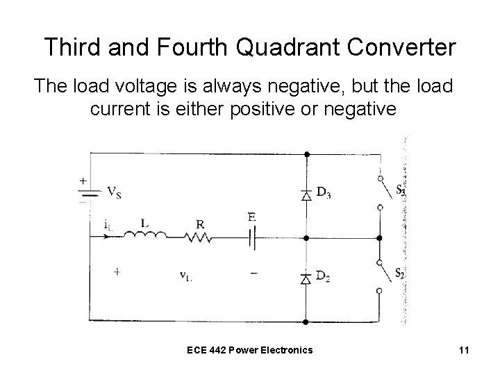 Third and Fourth Quadrant Converter The load voltage is always negative, but the load