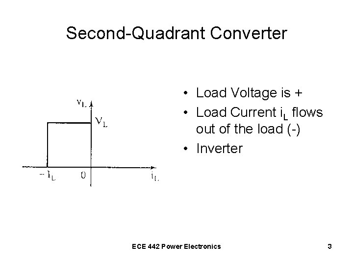 Second-Quadrant Converter • Load Voltage is + • Load Current i. L flows out