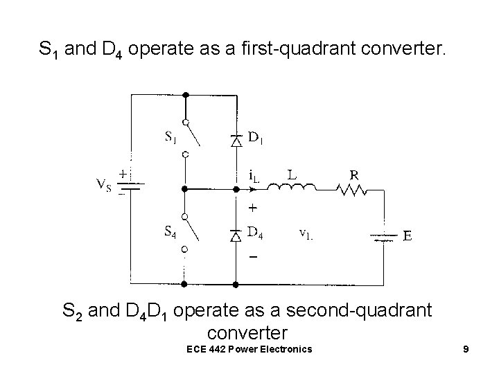 S 1 and D 4 operate as a first-quadrant converter. S 2 and D