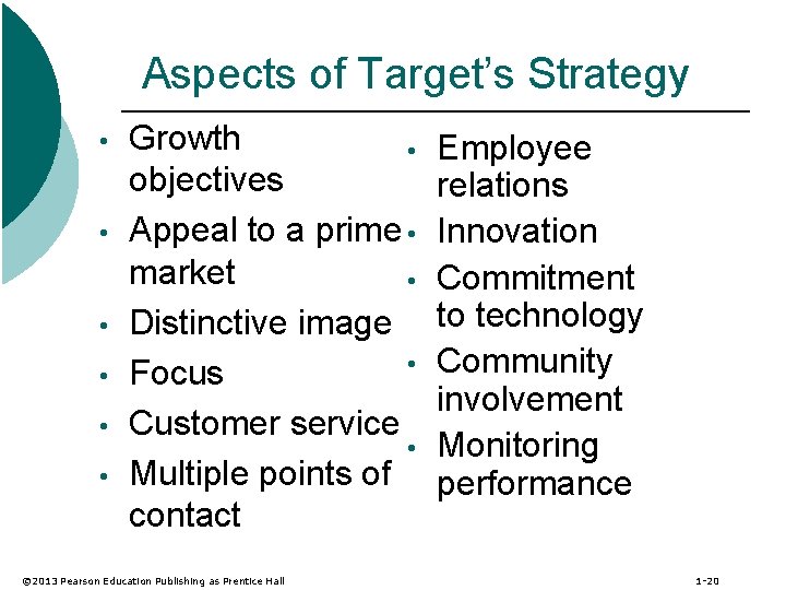 Aspects of Target’s Strategy • • • Growth • objectives Appeal to a prime