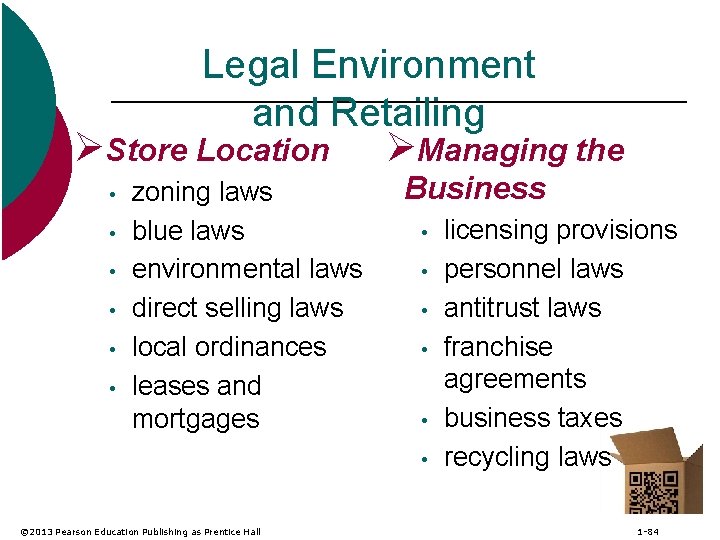 Legal Environment and Retailing ØStore Location ØManaging the • • • zoning laws blue