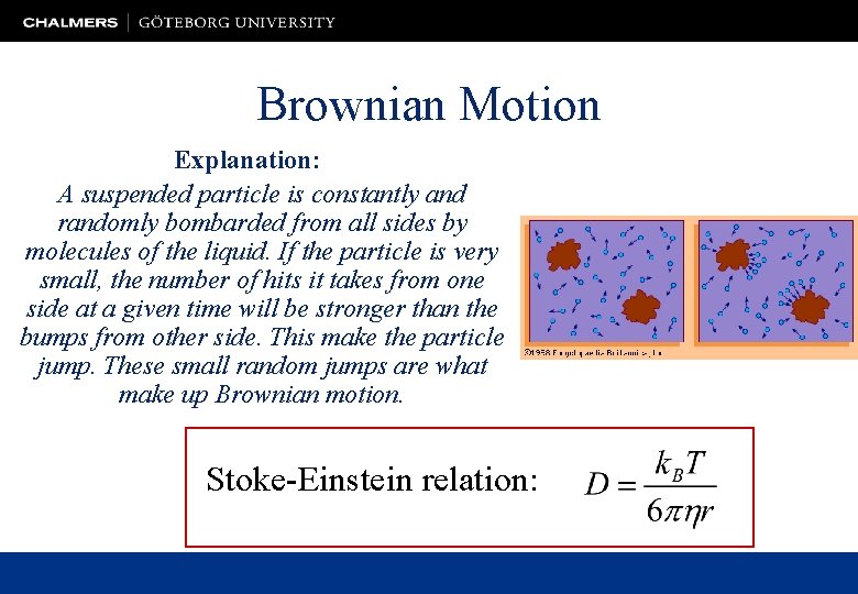 Brownian Motion Explanation: A suspended particle is constantly and randomly bombarded from all sides