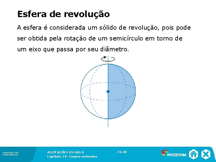 Esfera de revolução A esfera é considerada um sólido de revolução, pois pode Esfera de revolução A esfera é considerada um sólido de revolução, pois pode