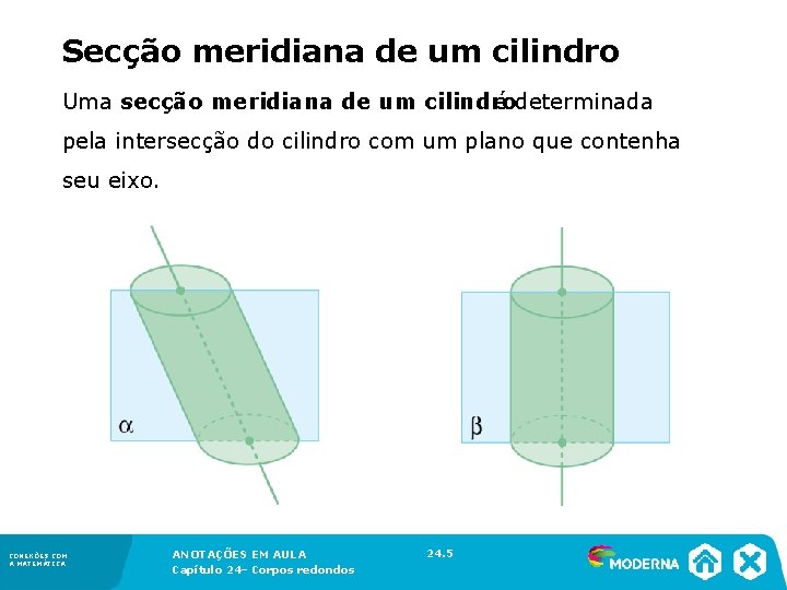 Secção meridiana de um cilindro Uma secção meridiana de um cilindro é determinada Secção meridiana de um cilindro Uma secção meridiana de um cilindro é determinada