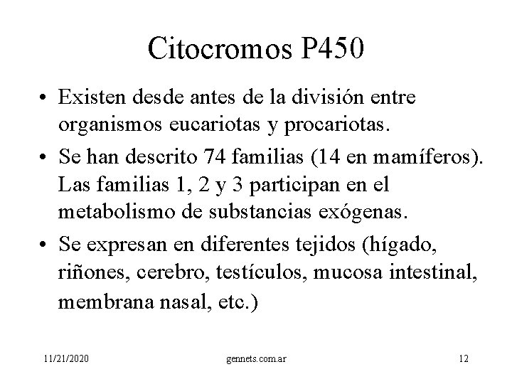 Citocromos P 450 • Existen desde antes de la división entre organismos eucariotas y