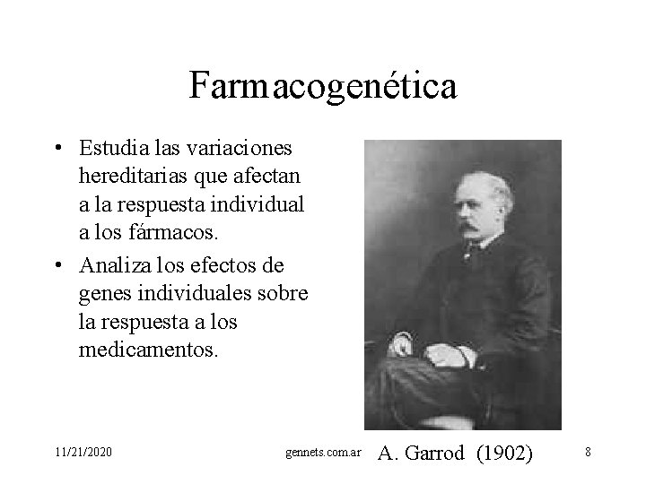 Farmacogenética • Estudia las variaciones hereditarias que afectan a la respuesta individual a los