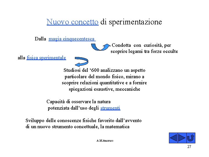 Nuovo concetto di sperimentazione Dalla magia cinquecentesca Condotta con curiosità, per scoprire legami tra