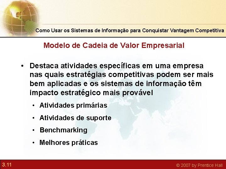 Como Usar os Sistemas de Informação para Conquistar Vantagem Competitiva Modelo de Cadeia de